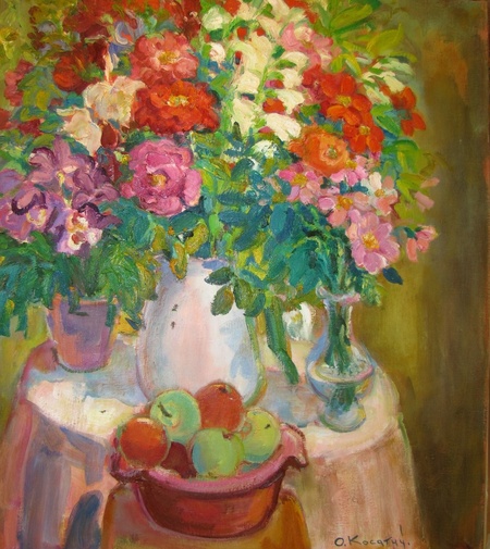 Квіти, яблука і 4 мурашки, п.о., 80x70, 2008р.